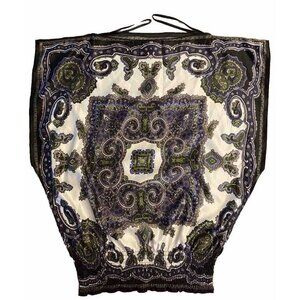 B Wear Womens Blouse Elastic Floral /Geometric Waist Bottom Sz L